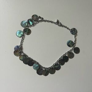 Silver Abalone Charm Anklet